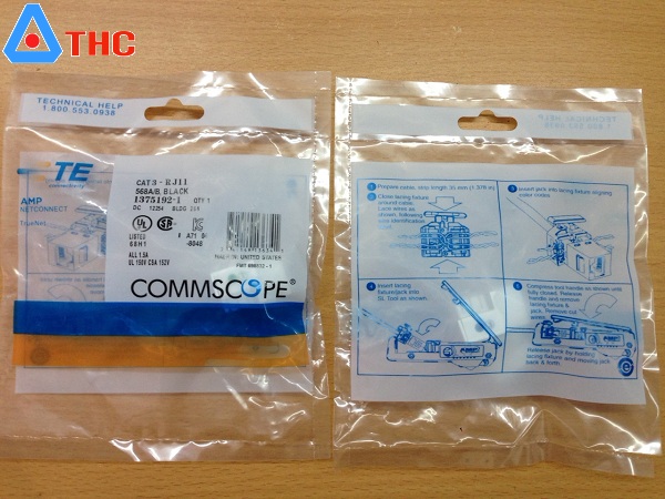 ổ cắm điện thoại,Modular Jack Cat3 /Commscope.AMP 1375192-1 chính hãng